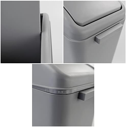4.5 Gallon Swing-Top Trash Can, Garbage Can with Swing Lid, Black | Plastic Material, Slim Vertical Space-Saving Shape, Swing Lid Design, Ideal For Bathroom, Bedroom, Dorm & Office Use