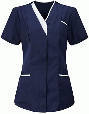 Lightweight Nursing Scrubs for Women Housekeeping Uniforms for Women Short Sleeve Scrub Tops Cleaning Uniform
