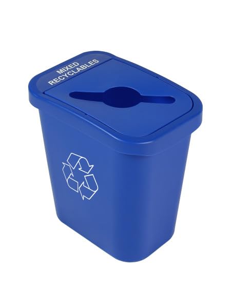 City Box Recycling Plastic Trash Can with Lid for Office | Available 7 & 10 Gallon Sizes, Durable Plastic Construction, Secure Lid, Lightweight Design Indoor Recycling bin for kitchen
