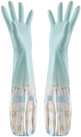 Kitchen Gloves, Waterproof Flexible Reusable Dishwashing Gloves Medium with Flocked Lining,Household Thickened Durable Cleaning Glove for Work Washing Dishes Bathroom Cleaning Tasks