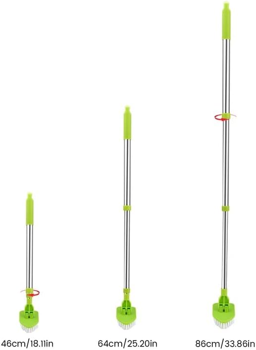4-in-1 Tile Tub Floor Scrubber with 52-inch Adjustable Long Handle Shower Cleaner Brush with V-Shaped Grout Brush and 3 Replacement Brush Heads for Cleaning Bathroom Kitchen Walls Tub Tile