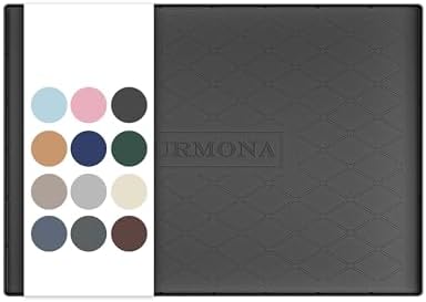 URMONA Under Sink Mat 31 x 19 in, Waterproof Silicone Cabinet Protector | Waterproof, Oil-Resistant, Raised Edge, Cabinet Liner, Shelf Protector, Pet Food Mat, Storage Mat, Easy to Clean, Black