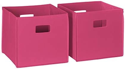 RiverRidge Folding Storage Bins with Handles Hot Pink Cube Storage Organizer for Closet, Bedroom & Playroom - Closet Organizers and Storage Set of 2