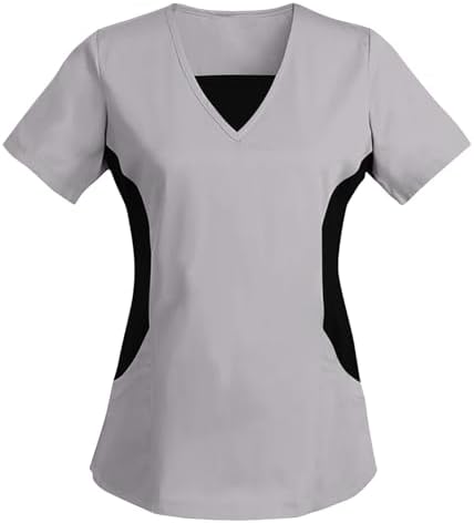Women's Scrub Top V-Neck Tops, Moisture Wicking and Stretch Breathable Housekeeping Uniforms, Medical Nurse Shirt