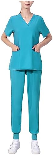 Cleaning Short Sleeve Scrubs for Women Set Stretchy Housekeeping Uniform Nurse Scrub Sets for Woman