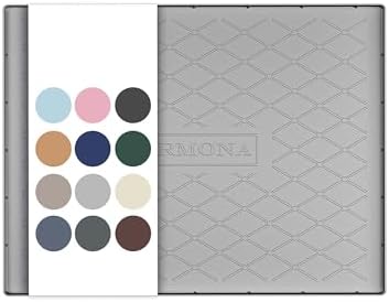 URMONA Under Sink Mat 28 x 19 in, Waterproof Silicone Cabinet Protector | Waterproof, Oil-Resistant, Raised Edge, Cabinet Liner, Shelf Protector, Pet Food Mat, Storage Mat, Easy to Clean, Light Grey