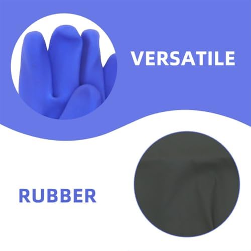 2 Pair Waterproof Long Dishwashing Gloves Elbow-length Rubber Gloves with Frosted Blue Cuff Reusable for Kitchen Cleaning and Fish Tank Care
