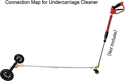 YUET 2-in-1 Pressure Washer Undercarriage Cleaner Water Broom, 16" Surface Cleaner Power Washer Attachment with 4 Nozzles 3 Extension Rods and QC Pivot Coupler, 4000 PSI 40cm