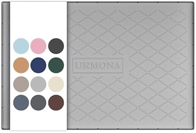 URMONA Under Sink Mat 31 x 22 in, Waterproof Silicone Cabinet Protector | Waterproof, Oil-Resistant, Raised Edge, Cabinet Liner, Shelf Protector, Pet Food Mat, Storage Mat, Easy to Clean, Light Grey