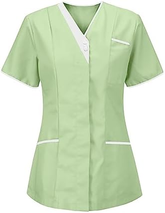 Lightweight Nursing Scrubs for Women Housekeeping Uniforms for Women Short Sleeve Scrub Tops Cleaning Uniform