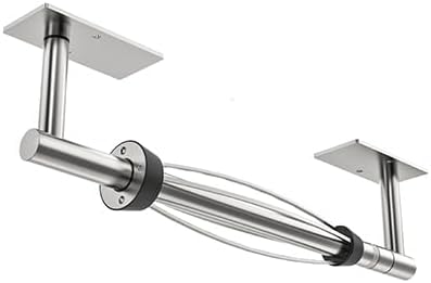 Paper Towel Holder Under Cabinet with Damping Single Hand Operable | 304 Stainless Steel Brushed Nickel Post Pivoting Design Wall Mounted & Self Adhesive, No Drilling Kitchen, Square Base