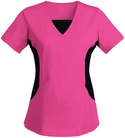 Women's Scrub Top V-Neck Tops, Moisture Wicking and Stretch Breathable Housekeeping Uniforms, Medical Nurse Shirt