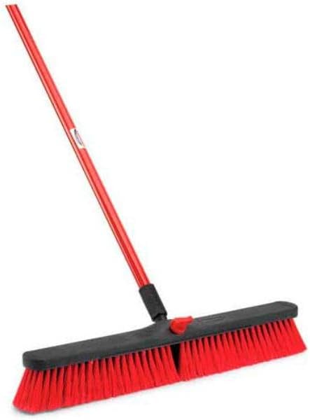 Libman 3136200 Push Broom with Resin Block - 24 in. - Medium-Duty Bristles - 805 - Pack of 4 - Red