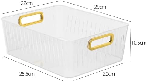 4 Packs Clear Plastic Storage Bin, Pantry Organizer Bin | Clear Containers With Built-in Handles, Multipurpose for Refrigerator, Kitchen, Freezer Organization