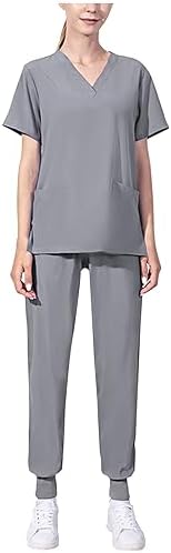 Cleaning Short Sleeve Scrubs for Women Set Stretchy Housekeeping Uniform Nurse Scrub Sets for Woman