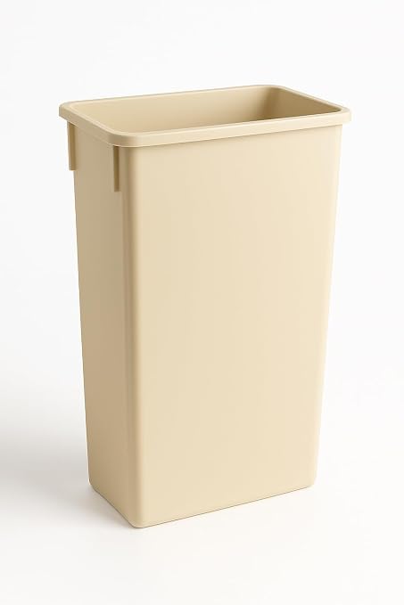 23 Gallon Slim Recycle Bin – Space-Saving Rectangular Recycling Container with Handles, Durable Plastic, Stackable Design for Office, School, Restaurant & Home Use (Beige)