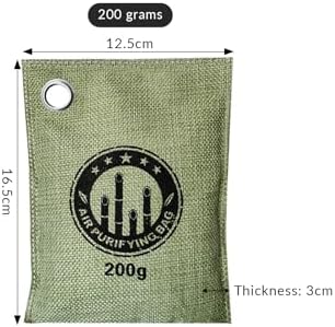 2 Bags Natural Air Purifying Bag | Bamboo Charcoal Odor Absorber for Home & Car | Closet Odor Eliminator, Small Room Deodorizer & Car Air Freshener | Charcoal Bags (200g light green, Unscented)