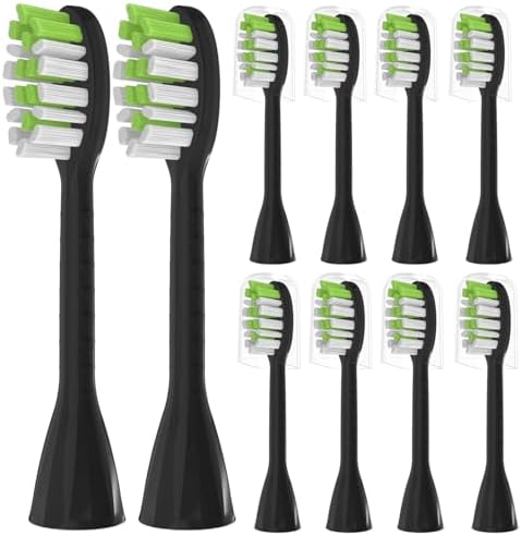 10 Pack Toothbrush Replacement Heads for Philips One Sonicare, Black | Medium bristles, Aldult Tooth Brush Heads Refill