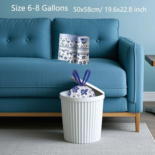 8 Gallon Small Trash Bags Blue No-Tearing Drawstring 1.1 Mil Thick -87 Count Small Garbage Bags for Bathroom Kitchen Toilet Home Office and Bedroom