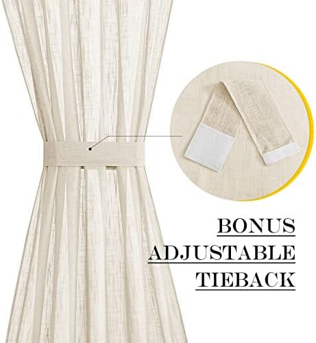 NICETOWN Beige Sidelight Door Curtain 72 Inches Long for Sidelight Windows | Linen Textured Farmhouse French Door Shade with Tie Back for Kitchen Closet Glass, 26 x 72 Inch Length, 1 Panel