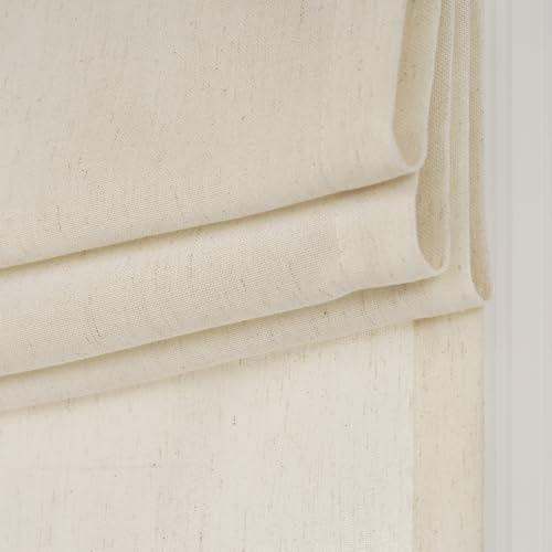 NICETOWN Natural Linen French Door Curtain No Drill Roman Shades for Windows, Solid Cordless Blinds for Farmhouse Door Window Covering with Light Filgtering, W22 x L72, 1Pc