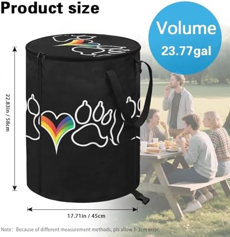 Paw Print Camping Garbage Can Collapsible Rv Garbage Can for RV's, Camping, Recycling, Yard Waste, Leaf Bag, Children Toy Bin (Trash)