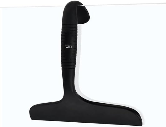 Shower Squeegee for Shower Doors All-in-One Silicone Squeegee with Built-in Hook for Mirror, Window, Tile Wall & Car, Black