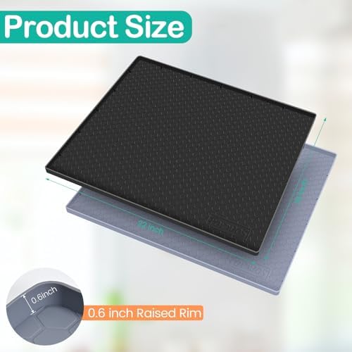 Silicone Under Sink Mat, 22"x19", Waterproof Cabinet Liner, Black | Shelf Liner, Cabinet Protector, Home Organizer, for Kitchen, Bathroom, Multipurpose, Leak Proof, Easy Clean, Drip Tray, Clean