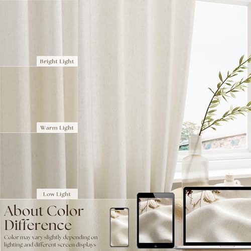 Beige Semi Sheer Linen Kitchen Curtains 24 Inch Length 2 Panels | Natural, Small Curtains, for Laundry RV Campers, Privacy Light Flitering, Rod Pocket Drapes, Rustic Boho, 50x24 Inch