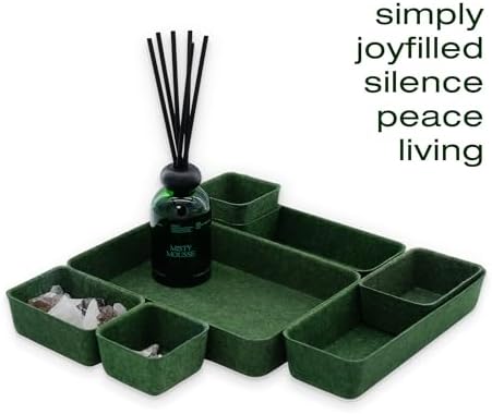 Welaxy Desk drawer organizer bins shallow trays felt storage desktop box for jewelry watches office supplies makeup small key holder minimalism 8-piece (Forest Green) | Sustainable material soft yet sturdy,multi-purpose storage, sleek minimalist lifestyle