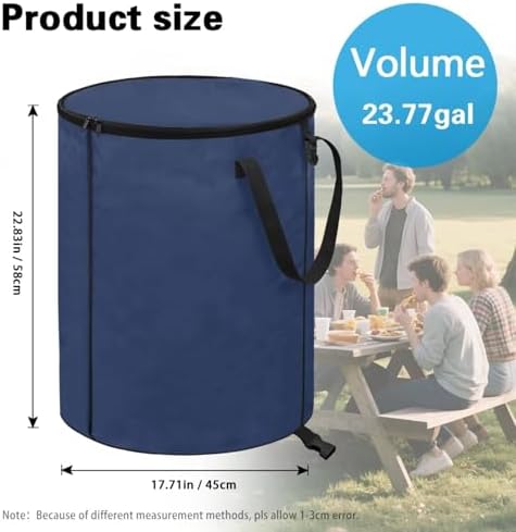 Navy Blue Camping Garbage Can Collapsible Rv Trash Can Perfect for Leaf Removal, Yard Clean-Up