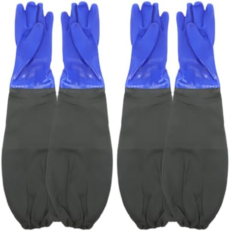 BETOOKY 2 Pairs Elbow-length Long Cuff Rubber Gloves Waterproof Dishwashing Gloves with Flock Lining for Kitchen Cleaning and Household Use