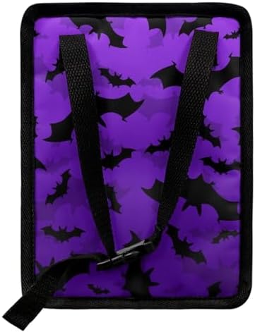 Purple Bats Pattern Car Trash Can Leakproof Garbage Bag with Lid and Zipper 1.2Gal Trash Bin Hanging for Back Seat Halloween Car Accessories Universal Fit