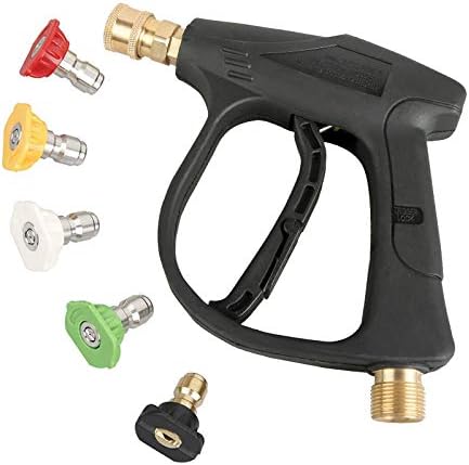 Sooprinse High Pressure Washer Gun,3000 PSI Max with 5 Color Quick Connect Nozzles M22-14 Hose Connector 3.0 TIP