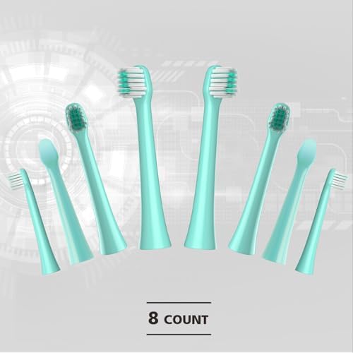 Floss-Like Brush Heads Fit Colgate Electric Toothbrush,Green,8Pcs | for Hum 360 and Total Handles,Soft,Ultrathin Bristles,End-rounded DuPont Bristles,Individually Sealed and Packaged