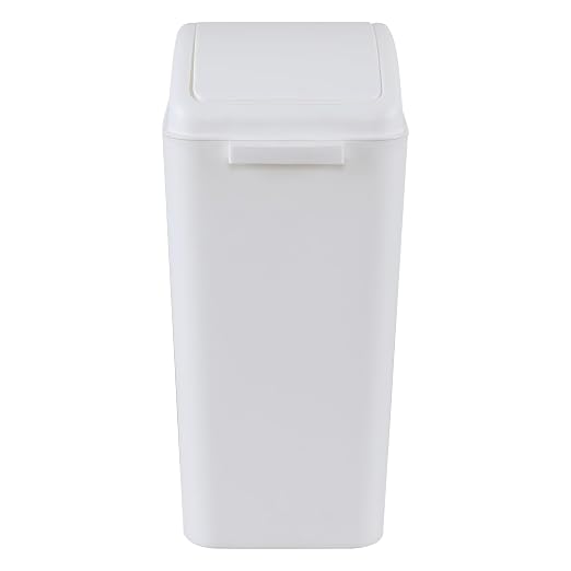 4.2 Gallon Swing Top Trash Can, Slim Plastic Wastebasket | Space-Saving Narrow Bin for Bathroom, Kitchen, Office, Easy Swing Lid, White, Lightweight and Easy to Clean