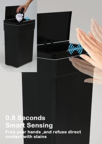 13 Gallon/50 L Kitchen Trash Can with Lid, Garbage Can with Touch-Free Lid, Cute Trash Bin Automatic Bathroom Trash Can, Motion Sensor Waterproof Trash Bin