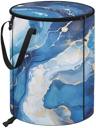doginthehole Blue Marble Recycle Trash Can Storage Portable Trash Can Large Pop-Up Waste Bin Storage Bag for Outside Camping Beach Travel, 22.83x17.71 in