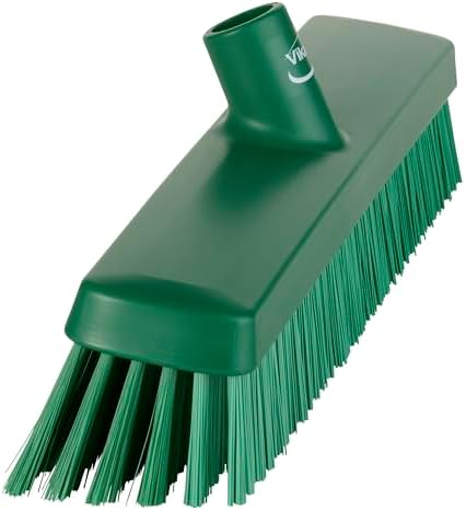 Vikan 31752 16" Heavy-Duty Push Broom, Soft/Stiff, Green