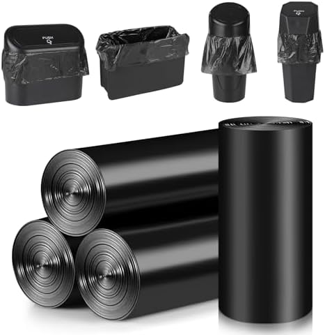 Accmor Mini Car Trash Can Bags for Auto Trash Bin, 120 Count Small Garbage Bags Organizer Tear-Resistant, Liner Refills (Vehicle Trash Can is not Included), Black