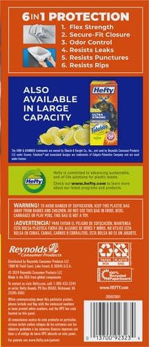 Hefty Ultra Strong 13 Gallon Trash Bags, Tall Kitchen Trash Bags 13 Gallon Size, Resist Leaks, Punctures, and Rips, Continuous Odor Control, White, Fabuloso Lemon Scent, 80 Bags| (Pack of 3)
