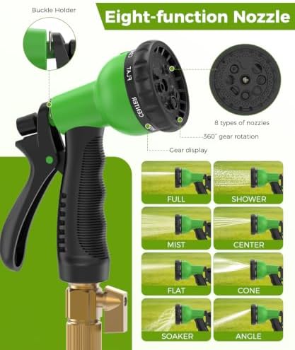 150ft Garden Hose, Non-Expandable Water Hose with 8 Function Spray Nozzle, Lightweight, Kink-Free, Burst-Resistant, Durable & Flexible 3/4" Garden Hose for Lawn, House Cleaning, Car Washing