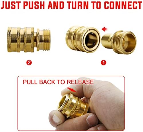 YAMATIC Brass Garden Hose Quick Connect Fittings, 3/4" Thread (2 PACK) | Heavy Duty Solid Brass Fittings, Durability and Leakproof for Garden, Yard, Lawn, Instant Connection