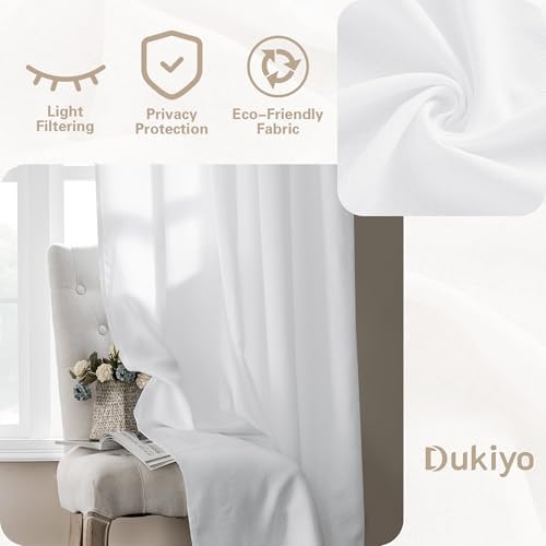 Short Linen Curtains 24 Inches Length for Kitchen Bathroom 2 Panels | Dual Rod Pocket, Privacy Semi Sheer Window Drapes, Light Filtering, White, Small Curtains, for Camper RV Cafe, W25xL24