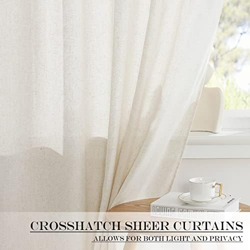 NICETOWN Natural Linen Door Curtains 72 inch Length 1 Panel | Farmhouse Kitchen Light Filtering Sidelight Window Cover, Rod Pocket Sheer Door Shade for Classroom, 1 Panel, 30 inch Wide