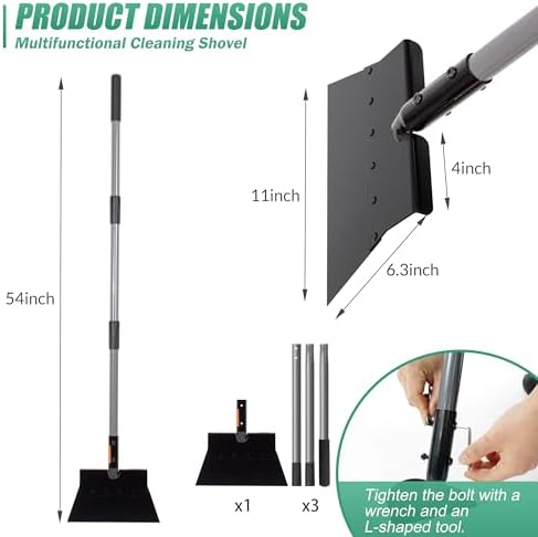 Suchtale Flat Shovel, 11-Inch Floor Scraper, Long Handle Weed Scraper | 11-Inch Garden Cleaning Shovel with Foot Step for Weeds, Moss, Lawn Edging, Driveways, Sidewalks, Light Snow and Thin Ice