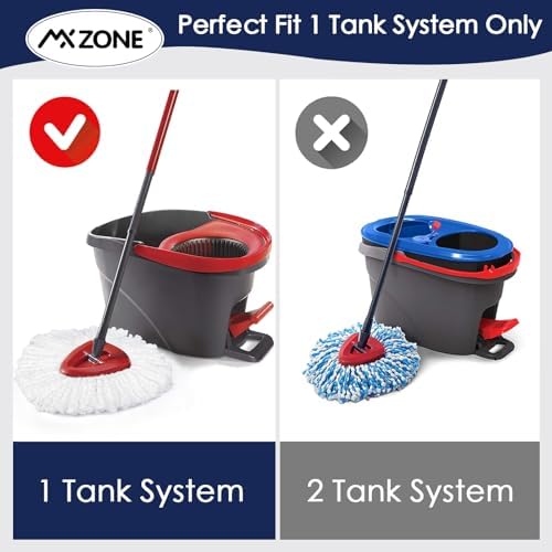 Spin Mop Replacement Heads for O-Cedar EasyWring 1-Tank, Microfiber 5-Pack | Scratch-safe refill traps hair & stains. Wet/dry cleans hardwood, tile & kitchen floors. Washable, reusable, easy to replace.