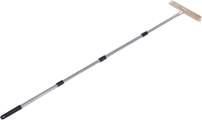Yosoo Stainless Steel Wire Scrub Brush 45 Degree Brush Head Long Handle 160cm Adjustable Pole Heavy Duty Deck Floor Scrubber for Concrete Patio Moss Removal Grime Cleaner (30cm / 11.8in)