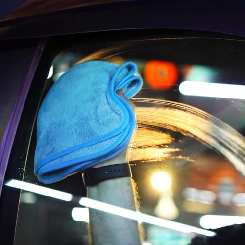 Autofiber Korean Twist Microfiber Detailing & Glass Towels - Pack of 3, Blue (16 inch x 16 inch 600 GSM)