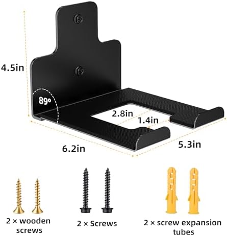 Wall-Mounted Weed Wacker Hanger, Garage Tool Organizer, 2 Pack black | Heavy-Duty Metal Hanger Rack for Drywall Brick Wood, Holds String Trimmers Edgers Pole Saws and Long Handle Garden Tools